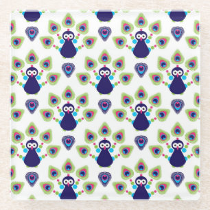 Posavasos De Vidrio pavo real exótico retro de la India