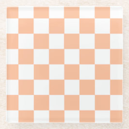 Posavasos De Vidrio Peach Fuzz Checkered Gingham Pattern
