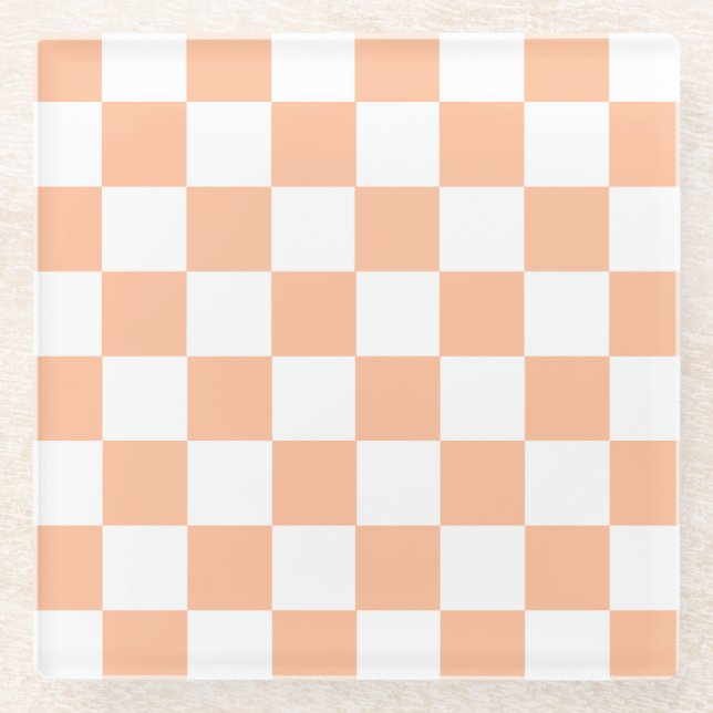 Posavasos De Vidrio Peach Fuzz Checkered Gingham Pattern (Anverso)