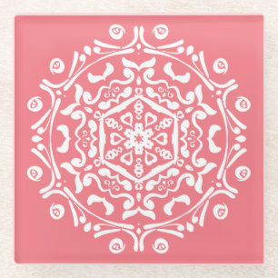 Posavasos De Vidrio Peach Mandala