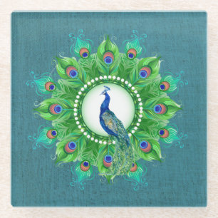 Posavasos De Vidrio Peacock azul