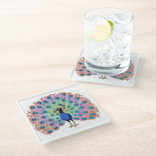 Posavasos De Vidrio Peacock colorido