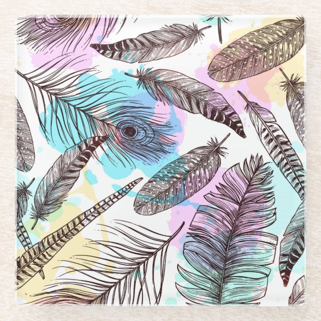 Posavasos De Vidrio Peacock Feather (Anverso)