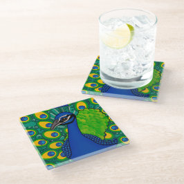 Posavasos De Vidrio Peacock Glass Coaster