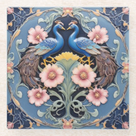 Posavasos De Vidrio Peacock Pair