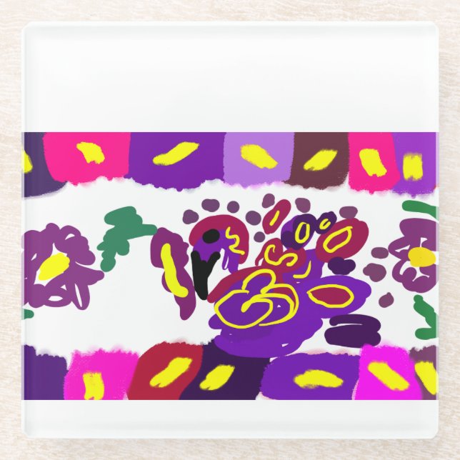 Posavasos De Vidrio Peacock  warm     (Anverso)