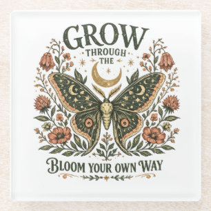 Posavasos De Vidrio Pegatina floral de polilla celestial