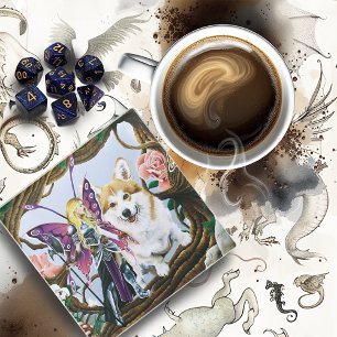 Posavasos De Vidrio Pembroke Welsh Corgi y Fairy