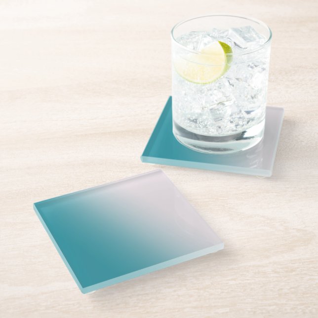 Posavasos De Vidrio Pendiente verde azulada y blanca (Angular)