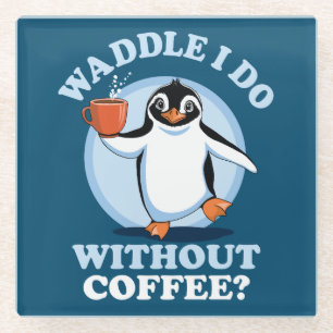 Posavasos De Vidrio Penguin Pun Camilla que hago sin café