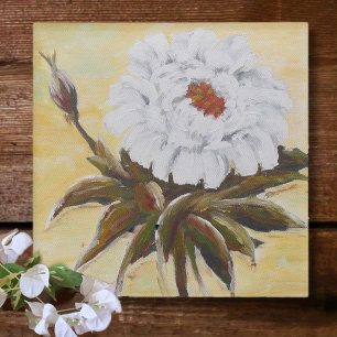 Posavasos De Vidrio Peonía blanca