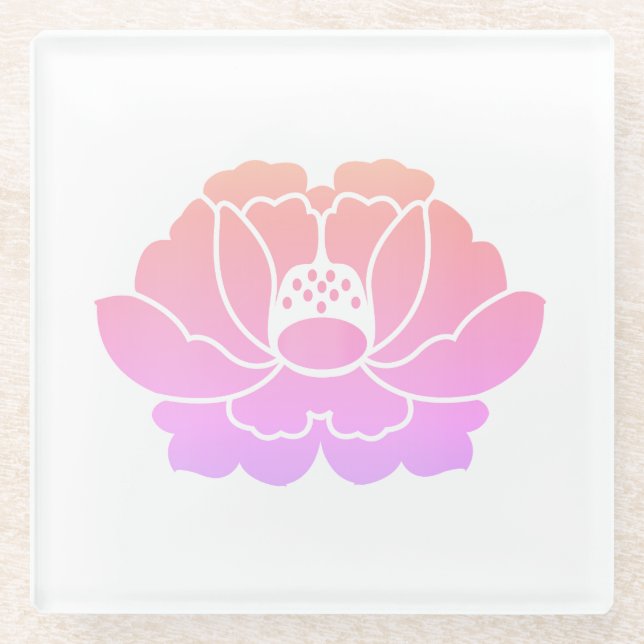 Posavasos De Vidrio peonía rosa pastel (Anverso)