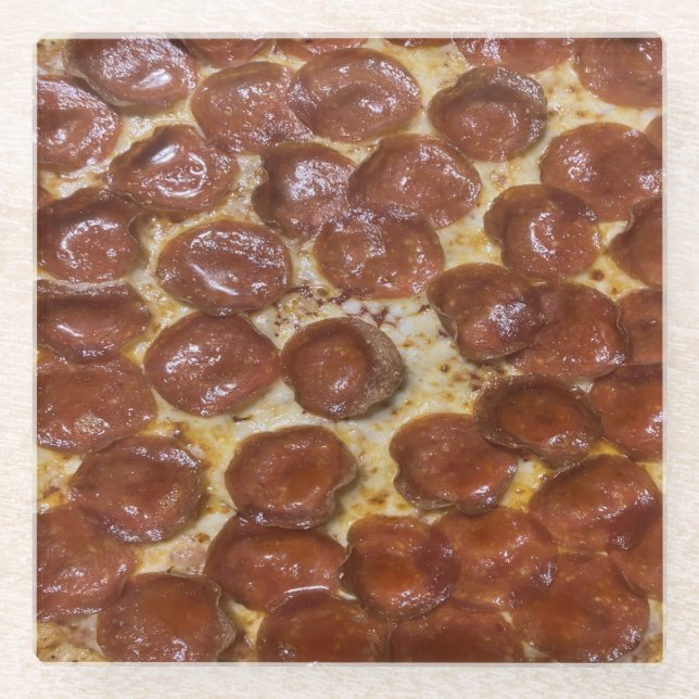 Posavasos De Vidrio Pepperoni Pizza (Anverso)