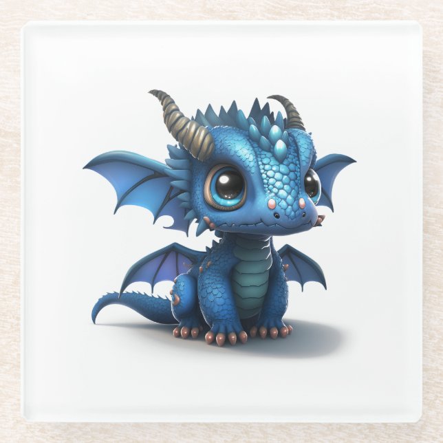 Posavasos De Vidrio Pequeño Dragón (Anverso)