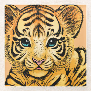 POSAVASOS DE VIDRIO PEQUEÑO TIGRE