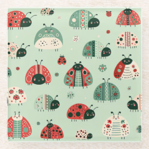 Posavasos De Vidrio Pequeños Insectos Festivos