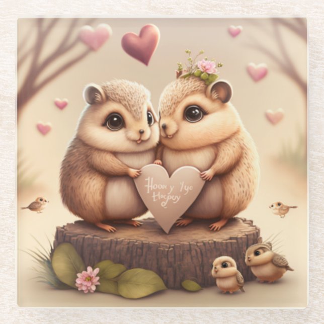 Posavasos De Vidrio Pequeños osos osos personalizados (Anverso)