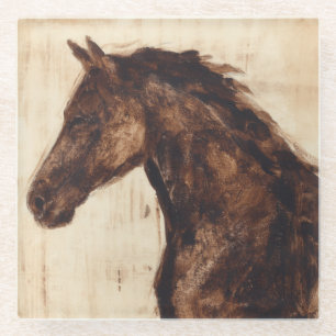 Posavasos De Vidrio Perfil del caballo salvaje de Brown