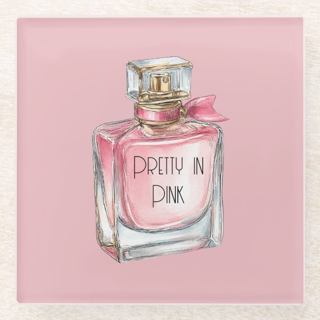 Posavasos De Vidrio Perfume Rosa (Anverso)