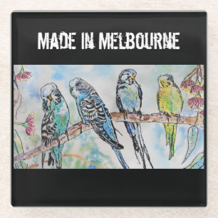 Posavasos De Vidrio Periquito Perico Australiano Pájaro Hecho En Melbo