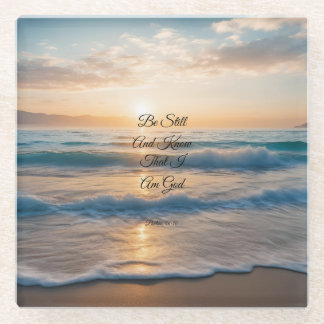 Posavasos De Vidrio "Permanecer Y Saber Que Soy Dios" Amanecer