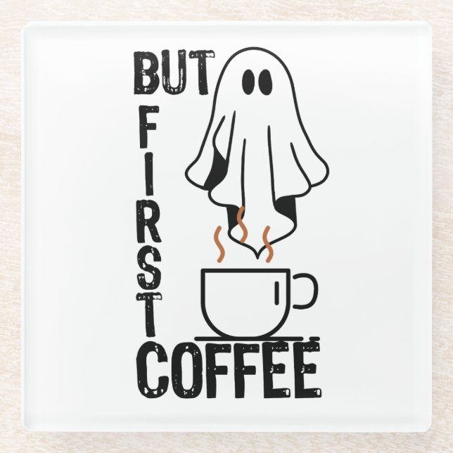 Posavasos De Vidrio Pero primero, Coffee.w (Anverso)