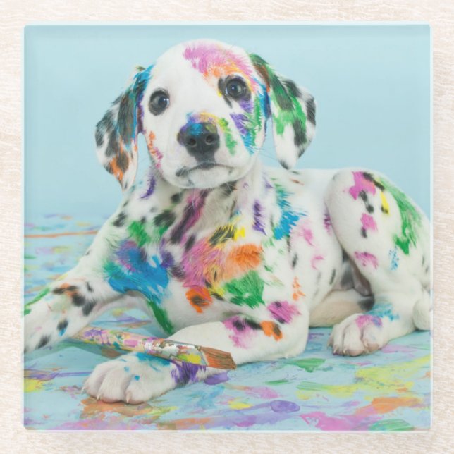 Posavasos De Vidrio Perrito dálmata (Anverso)