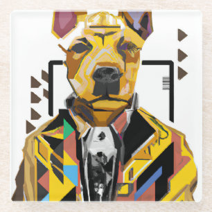Posavasos De Vidrio Perro con traje: arte digital