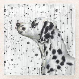 Posavasos De Vidrio Perro dálmata manchado blanco y negro