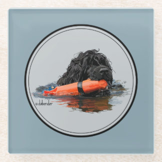 Posavasos De Vidrio Perro de agua portugués con el parachoque