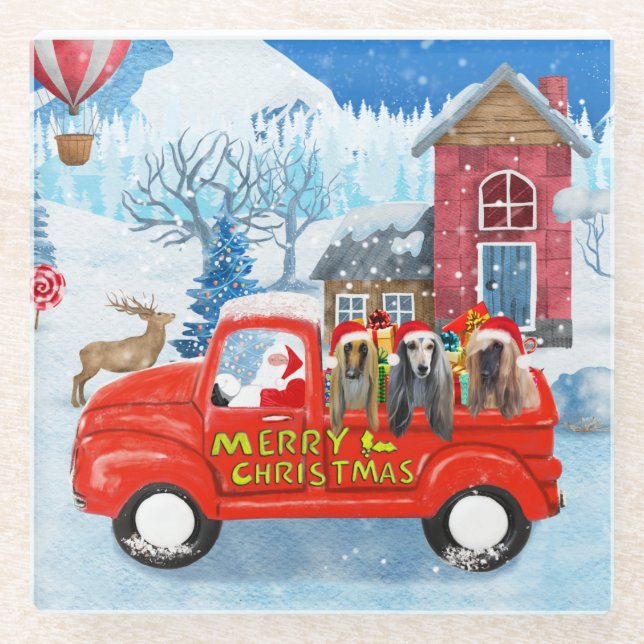 Posavasos De Vidrio Perro de los perros de los cascos afganos en la ni (Anverso)