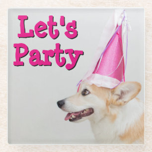 Posavasos De Vidrio Perro del Corgi Galés del Pembroke del cumpleaño