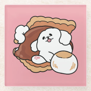 Posavasos De Vidrio Perro Divertido y Diseño de S'more – Castigo para 