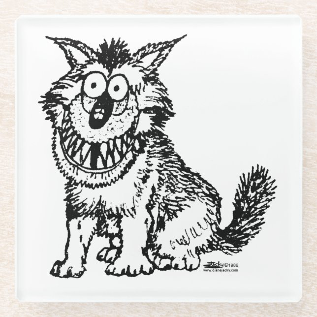 Posavasos De Vidrio Perro loco (Anverso)