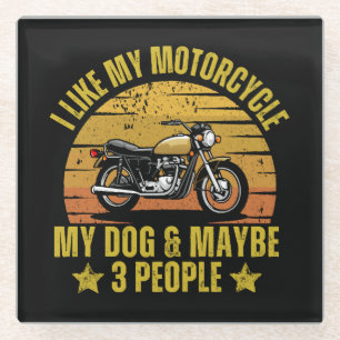 Posavasos De Vidrio Perro Motocicleta