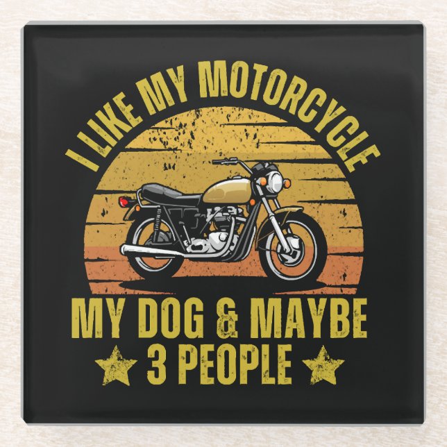 Posavasos De Vidrio Perro Motocicleta (Anverso)