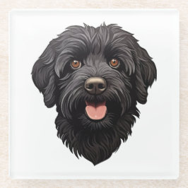 Posavasos De Vidrio Perro negro Labradoodle