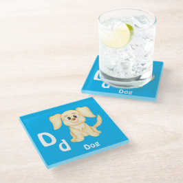 Posavasos De Vidrio Perro personaliza ABC: Letra D - Agrega tu nombre