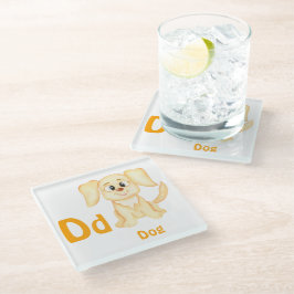 Posavasos De Vidrio Perro personaliza ABC: Letra D - Agrega tu nombre
