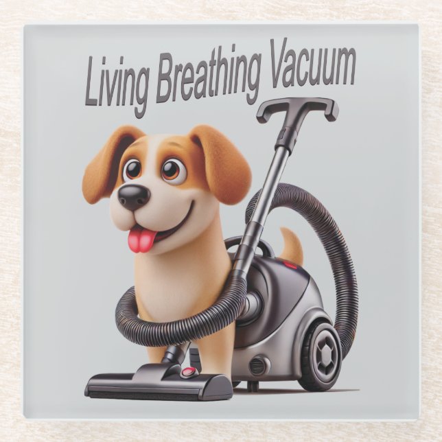 Posavasos De Vidrio Perro respiratorio vivo (Anverso)