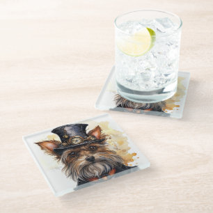 Posavasos De Vidrio Perro Yorkshire Terrier Steampunk
