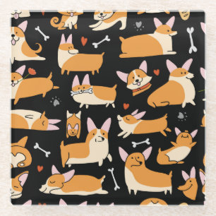 Posavasos De Vidrio Perros De Corgi, Un Fondo Agradable.