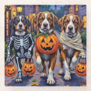 Posavasos De Vidrio Perros San Bernardo con disfraces de Halloween