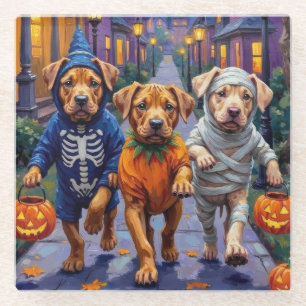Posavasos De Vidrio Perros Shar Pei disfrazados para Halloween