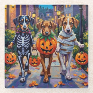 Posavasos De Vidrio Perros Silken Windhound con disfraces de Halloween