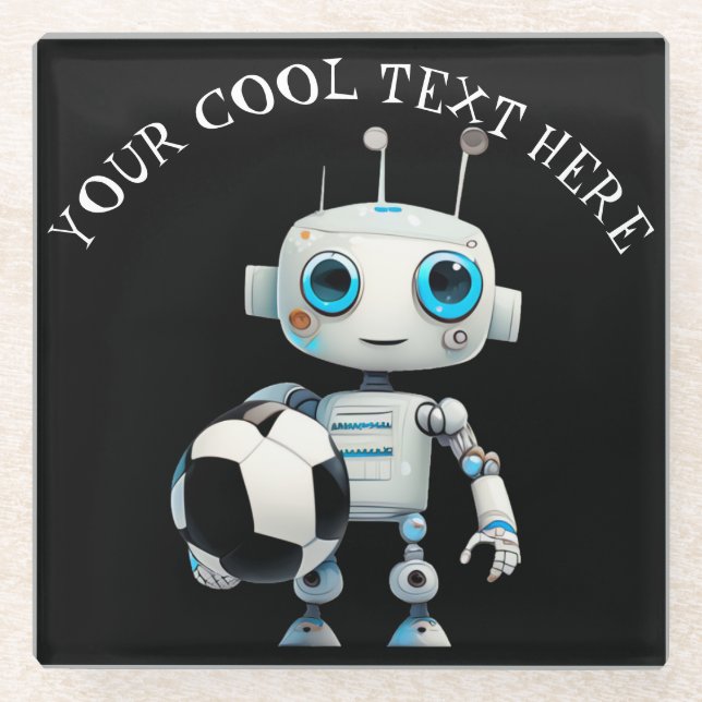 Posavasos De Vidrio Personalice su diseño de fútbol Guay Robot (Anverso)