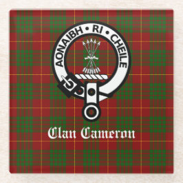 Posavasos De Vidrio Personalizable Clan Cameron Escudo Badge & Tartan