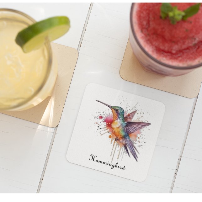 Posavasos De Vidrio Personalizable de colibrí exótico y colorido (Subido por el creador)