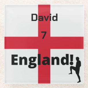 Posavasos De Vidrio Personalizable de jugador de fútbol de Inglaterra