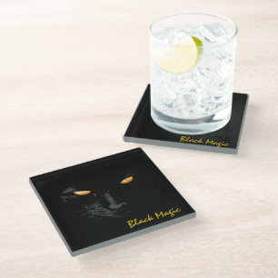 Posavasos De Vidrio Personalizable de moda divertido de gato negro